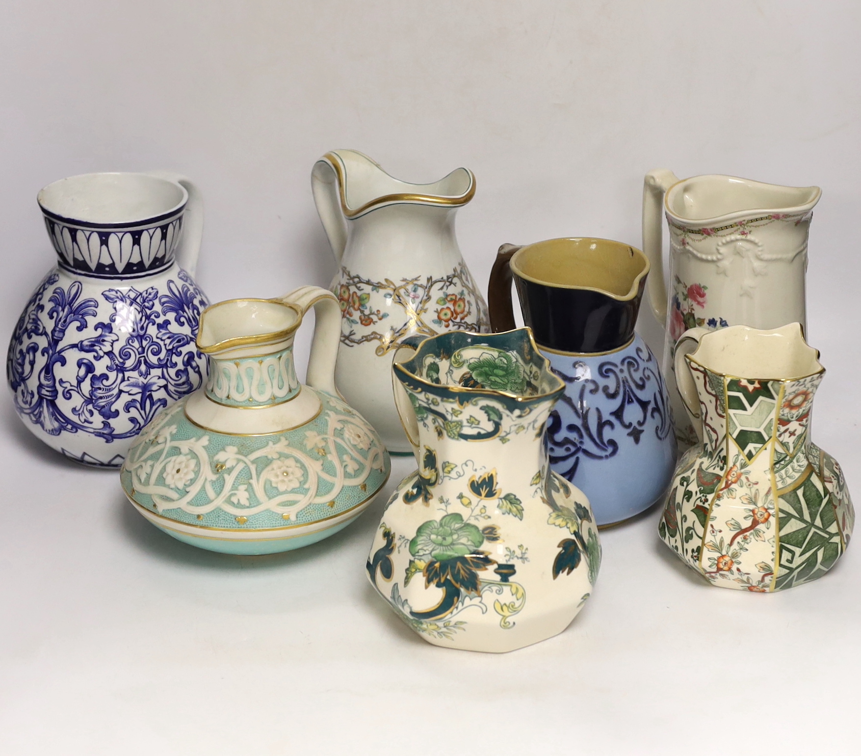 Seven late 19th century and early 20th century jugs, tallest 19cm